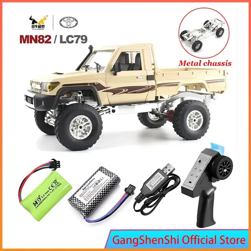 Caminhão de captador de controle remoto de metal, 1:12 Retro RC Car com luzes LED, Simulação LC79, 4WD profissional, brinquedos modelo, Metal MN82