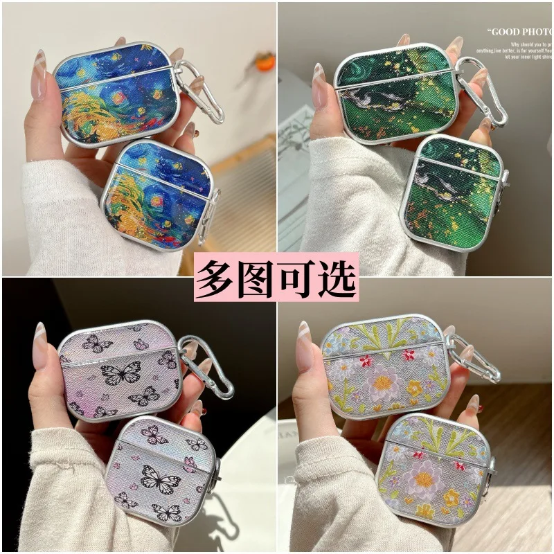 

Marble Case for Apple Airpods Pro 1st 2nd Generation Cover for Airpods 4 3 2 1 Gen Air Pods Protective Shell Planet Flower Cover