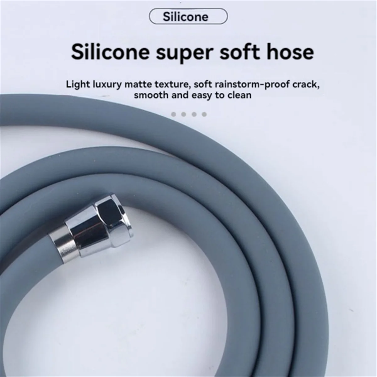 Silicone Flexible Shower Hose Anti-Winding Extension High Pressure Pipe Shower Tube Bathroom Accessory 2M