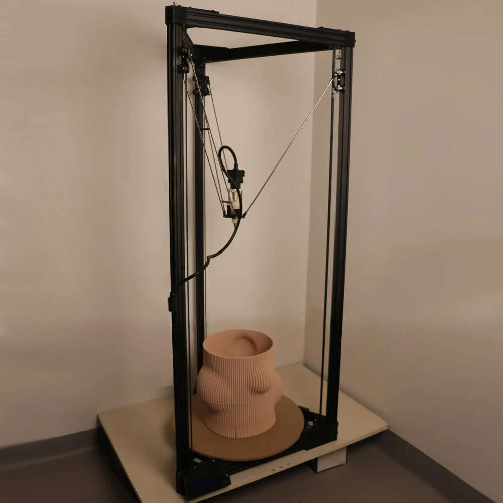 Clay 3D printer, Large pottery model printing 3D Kossel Delta Printer 2L barrel TC-500 DIY kit stable easy to use