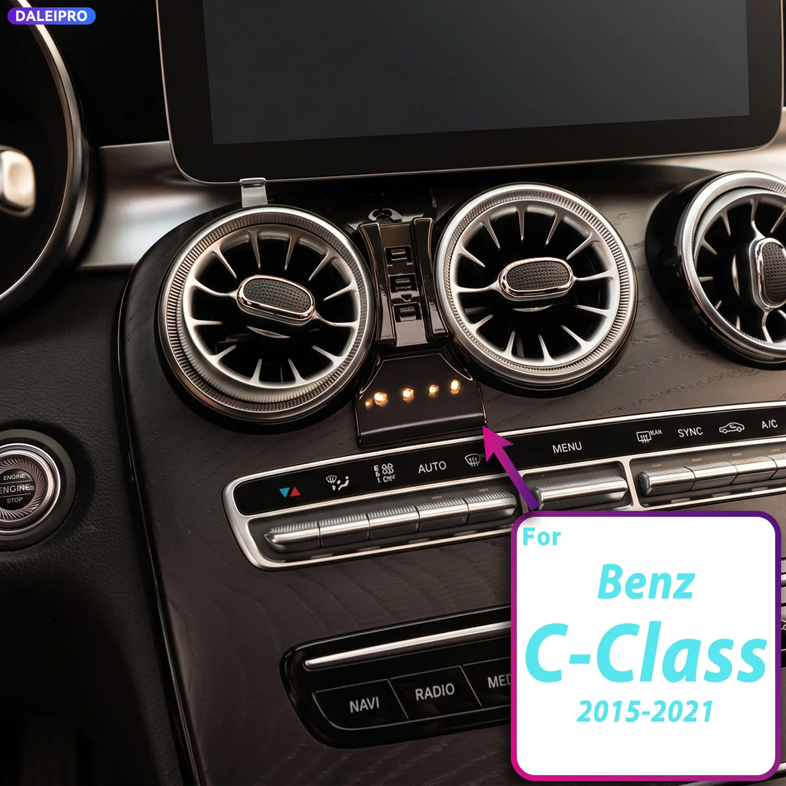 For Mercedes-Benz C-Class W205 2015-2021 GLC X253 Vehicle-Specific Phone Holder Base Smart Car Phone Mount 66W Charging Holder