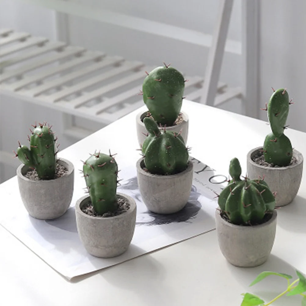 

2Pcs Cartoon Cactus Decor Artificial Bonsai Ornament Small Potted Succulent for Home Office Indoor Decoration Cactus Decor
