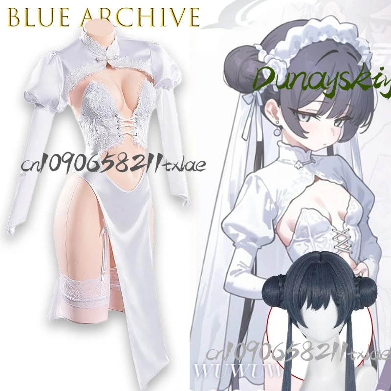 

Синий архив Himari Cheongsam, карнавальный костюм, аниме-персонаж, наряд для ролевых игр, костюмы для вечеринки на Хэллоуин, повседневный сексуальный Уиган Кин, женщина