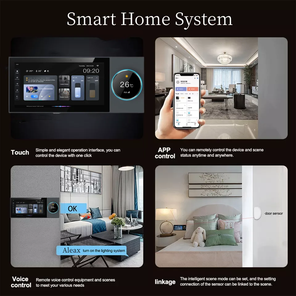 Smart Home System Six-inch Knob Central Control Panel Touch Screen Voice Intelligent Switch Control Panel