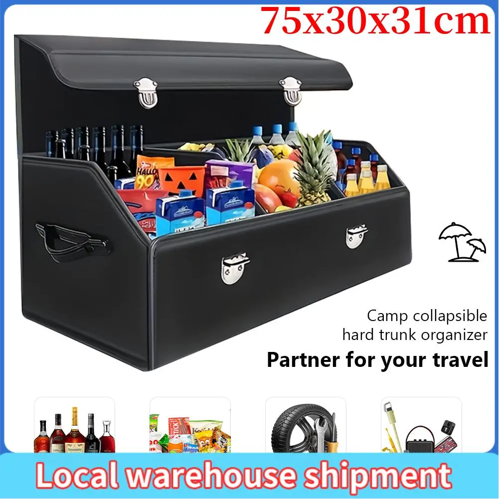 

Folding Auto Organizer Box PU Leather Car Trunk Organizer Box Waterproof Foldable Car Storage Box for SUV Cars Stowing Tidying