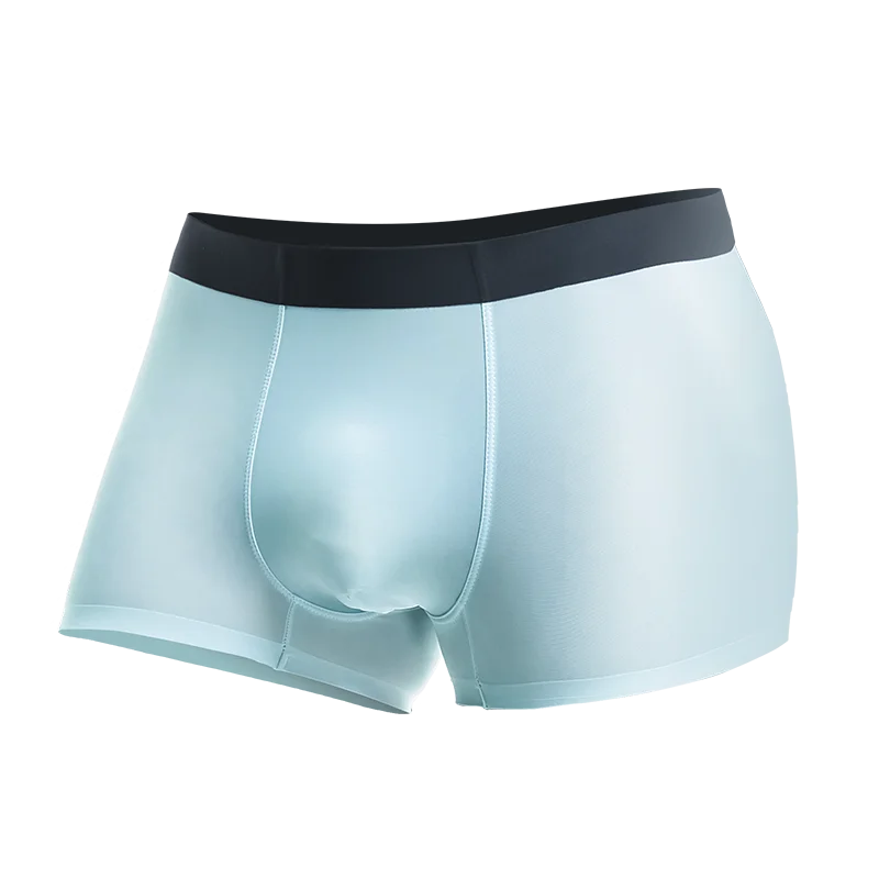 Men's Boxer Briefs, Ice Silk, Seamless, Breathable, Antibacterial, Scrotum Support, Sports Boxer Briefs, Summer Shorts