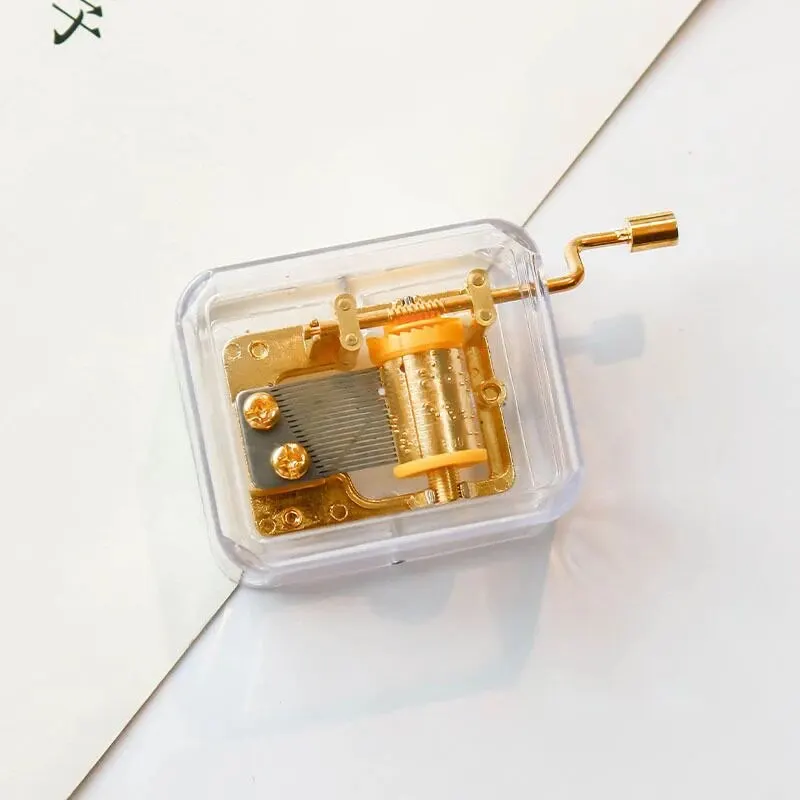 1 قطعة مادة أكريليك إبداعية صغيرة شفافة لليد Windup حركة معدنية أوكتاف صندوق تشغيل الموسيقى ، هدية عيد ميلاد للزوجين الصديقين #3