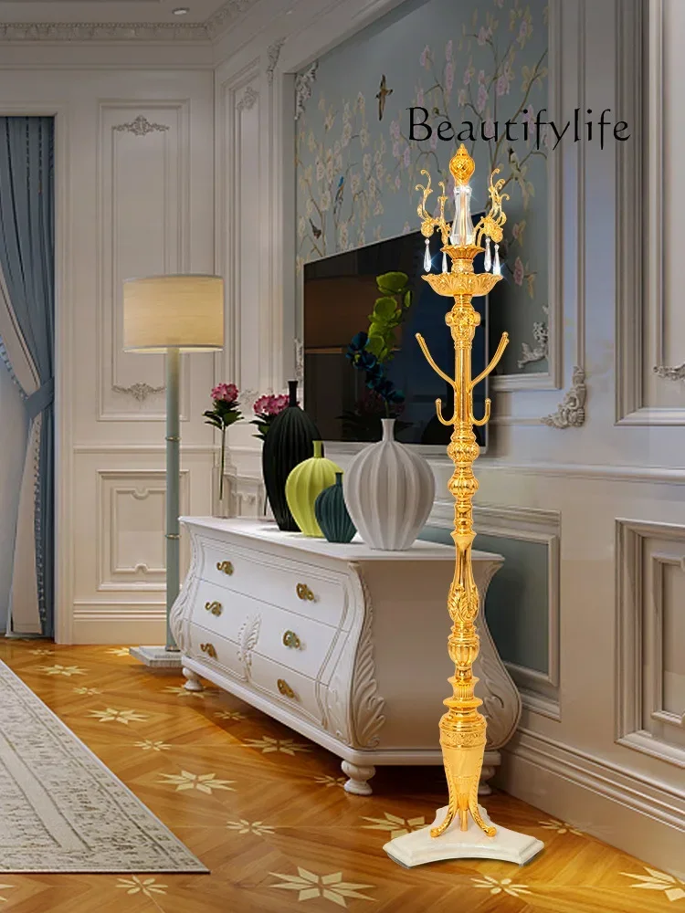 hh European style metal coat rack floor space saving metal craft crystal glass pendant coat rack floor bedroom
