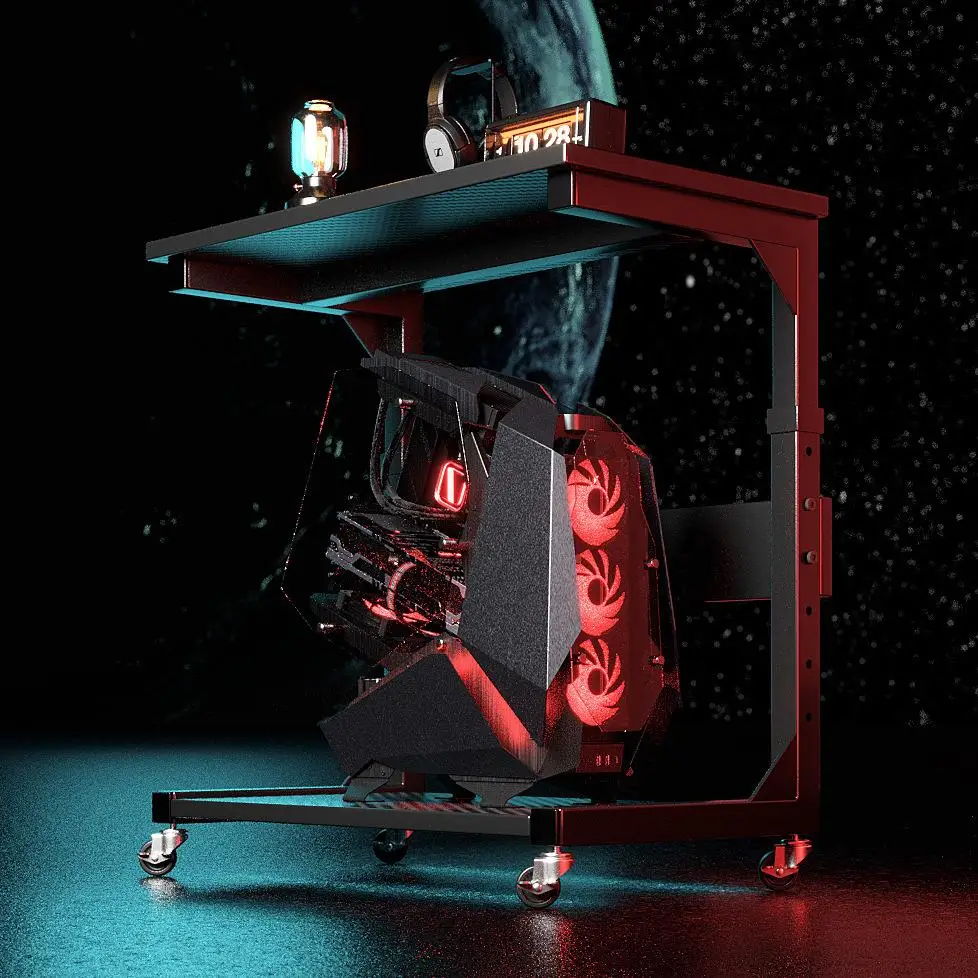 Host bracket mobile base station chassis placement rack trolley rack e-sports room computer desk side storage