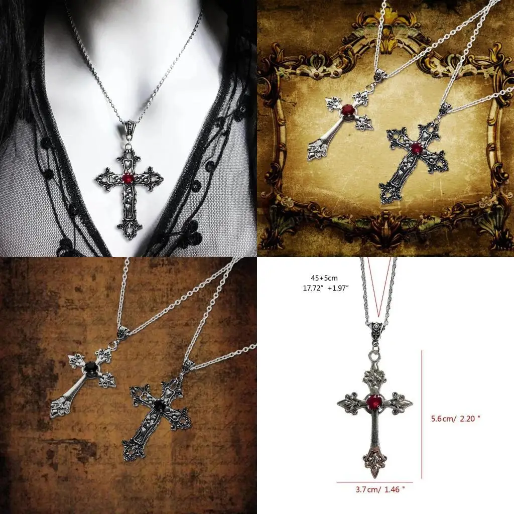 

A52E 2pcs Trendy Gothic Pendant Necklace Unisex Crucifix Neckchain Jewelry Ornaments