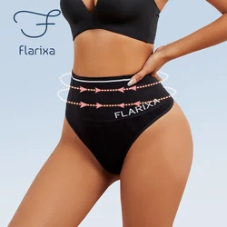Flarixa High Waist Tummy Thong Sexy Hip Seamless Women's Body Shaping Panties Breathable Cotton High Elastic Underwear