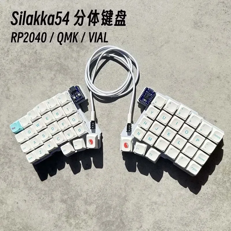 Silakka54 Split Keyboard Wired Ergonomics Hot Swap Support QMK/VIAL Keyboard RP2040zero Customized PC Gamer Accessories Gifts