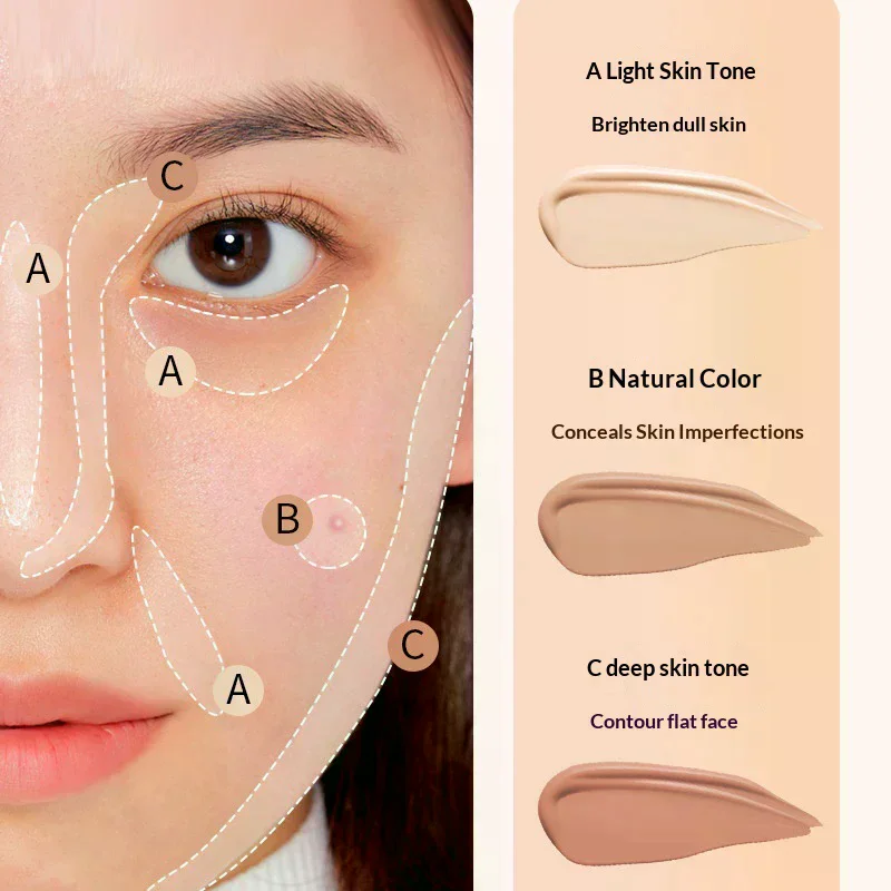 SVMY 3 Color Concealer Covering Face Spots And Blemishes Effectively Covering Dark Circles Waterproof Long-lasting And Natural