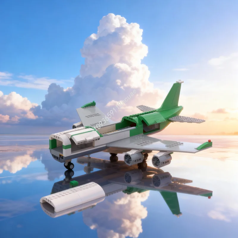 

256 деталей MOC: Модель аэропорта с увеличенным грузовым пространством, конструктор, рождественский подарок, игрушка, DIY, креативная идея, развивающая игрушка