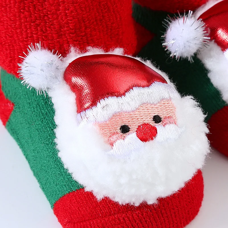 Christmas Kids Socks for Girls Boys Soft Non-slip Cotton Toddler Baby Christmas Socks for Newborns Infant Short Socks Clothing