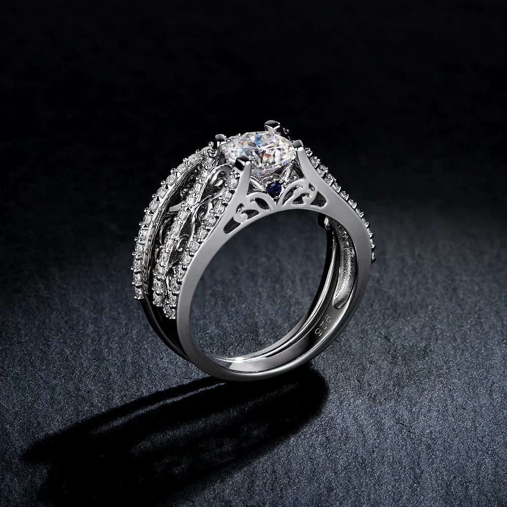 QIBAOKU Moissanite Band Rings Engagement Wedding 7MM Princess Moissanite D Color VVS 0.3CT for Woman Ring Set Gift 2026