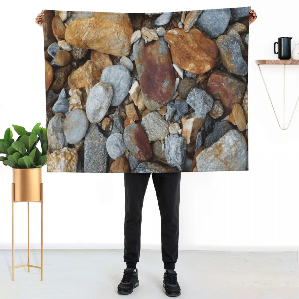Natural River Stones, mineral rocks Throw Blanket Soft Big Luxury Throw Soft Beds Winter beds Luxury Thicken Sofa Blankets