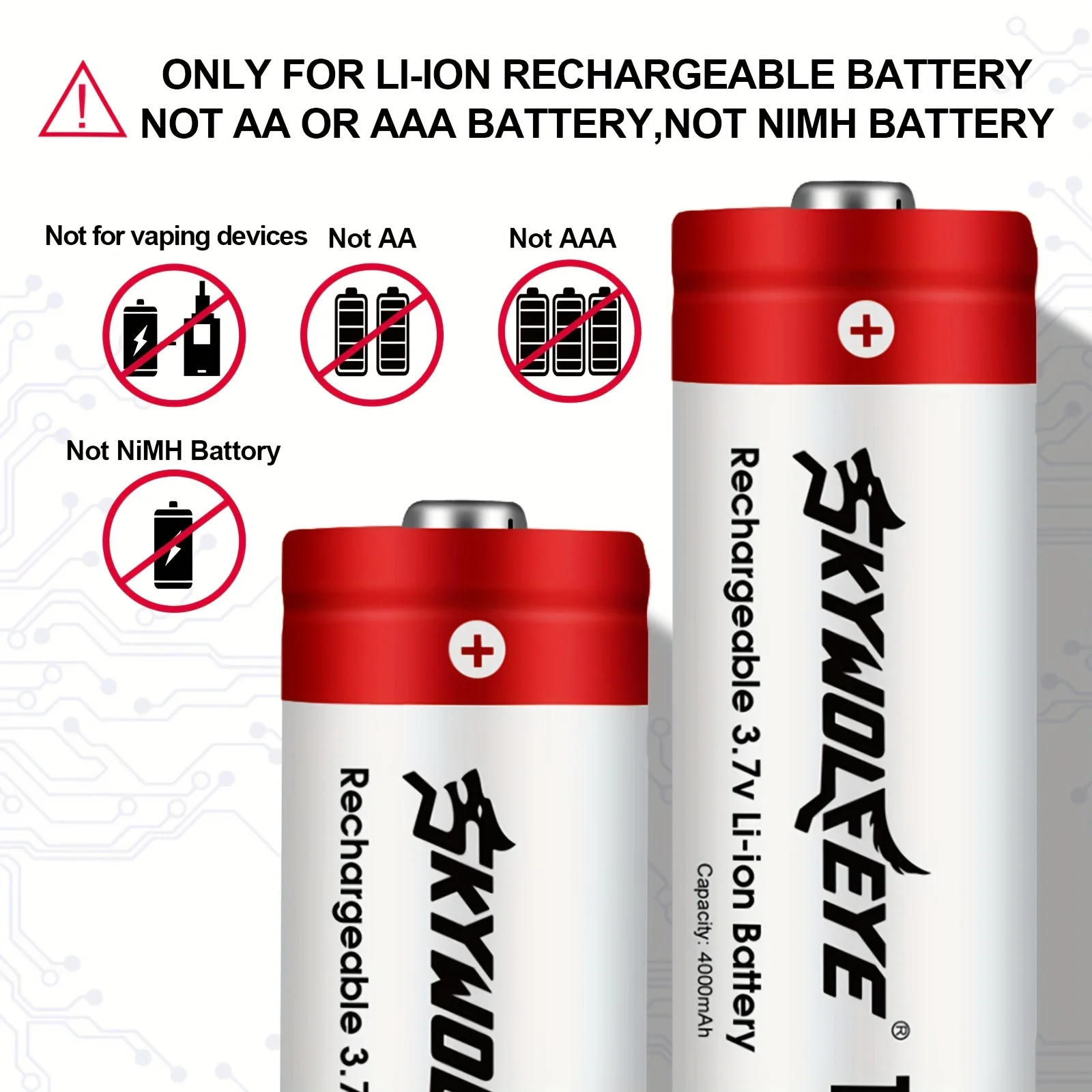 10PCS High Capacity Button Top 18650 Battery 3.7V Rechargeable Li-ion Cell for Flashlight LED Torch Headlamp