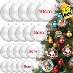 20/1pcs Plastic Christmas Transparent Balls Xmas Tree Hanging Hollow Ball Ornaments for Home Wedding Party Decoration Gifts Box