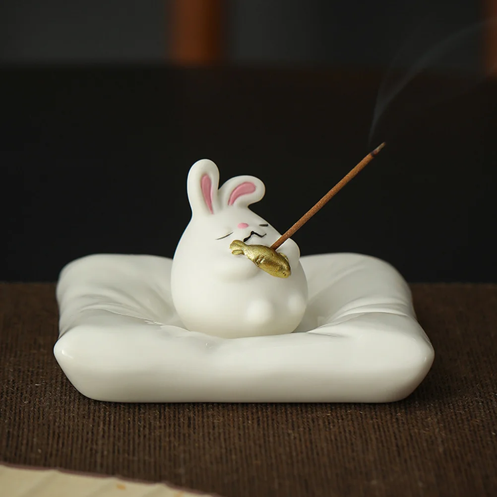 

1Set Ceramic Incense Holder Vintage Rabbit Design Square Desktop Tray Meditation Aromatherapy Stress Relief Incense Burner