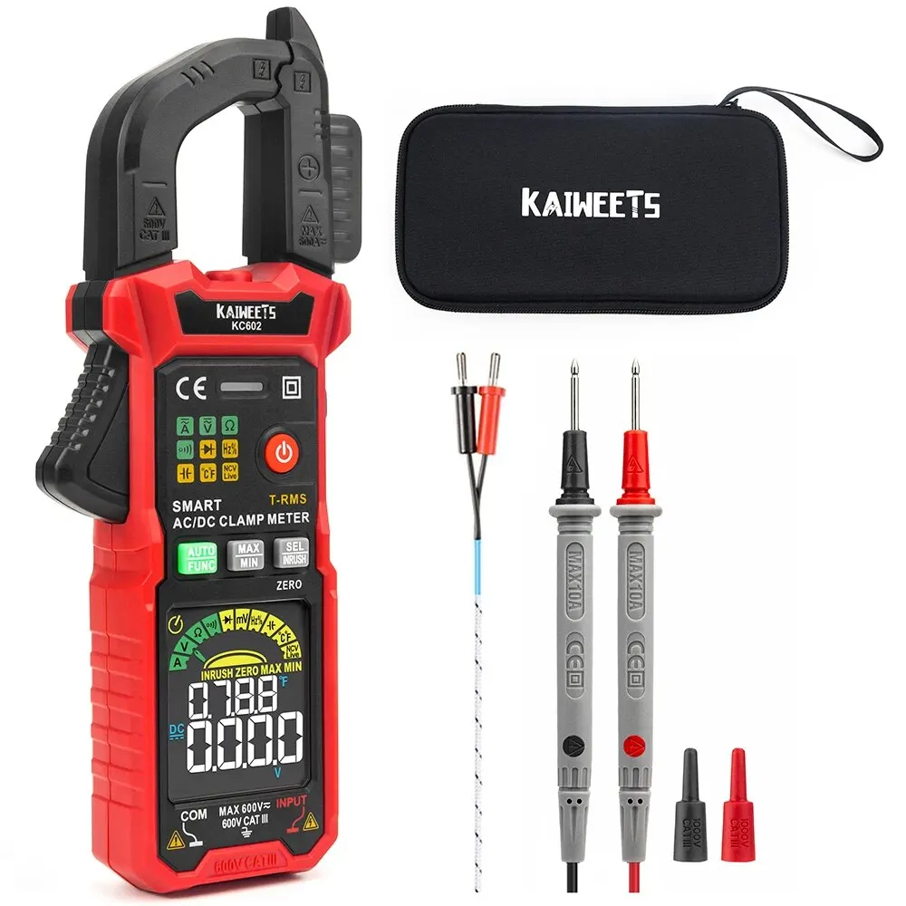 Smart Digital Clamp Meter True-RMS Auto Range NCV DC Wechselstrom Spannung Inrush Strom Temp Kondensator Ohm Hz Multimeter Tester