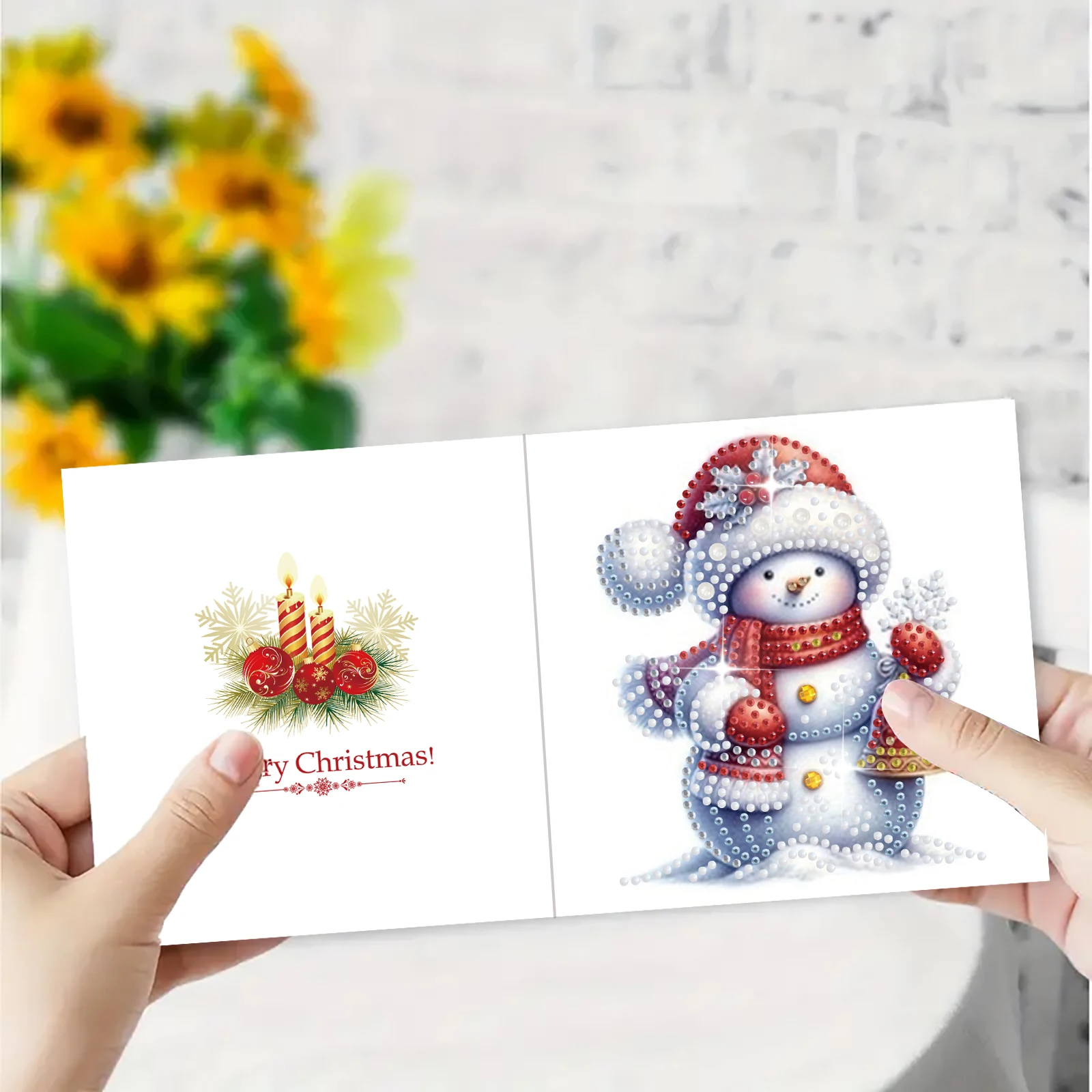 6-Piece DIY Diamond Painting Set Christmas Snowman Greeting Card, Wishes and Wishes, Unique Design, Irregular Shape of Diamonds,