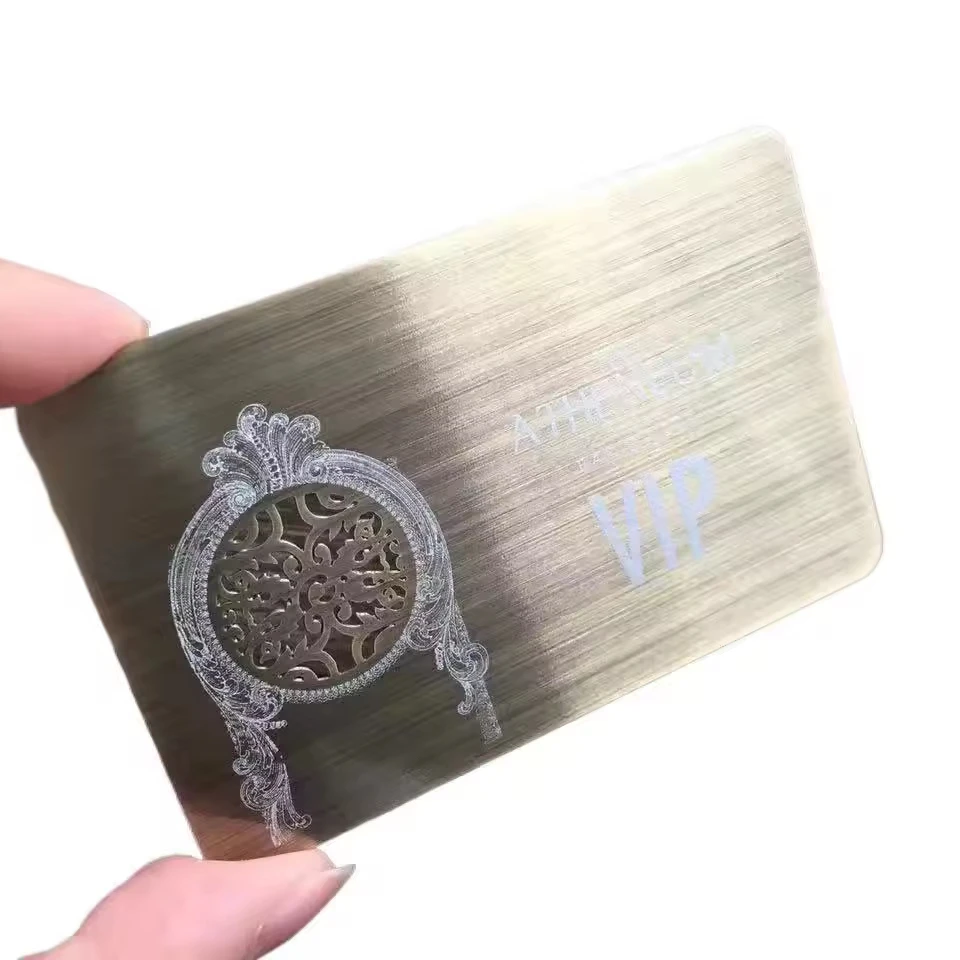 Pop up Cheap Electroplated Finish Brushed Metal Business Cards 0.8MM Stainless Steel VIP Cards