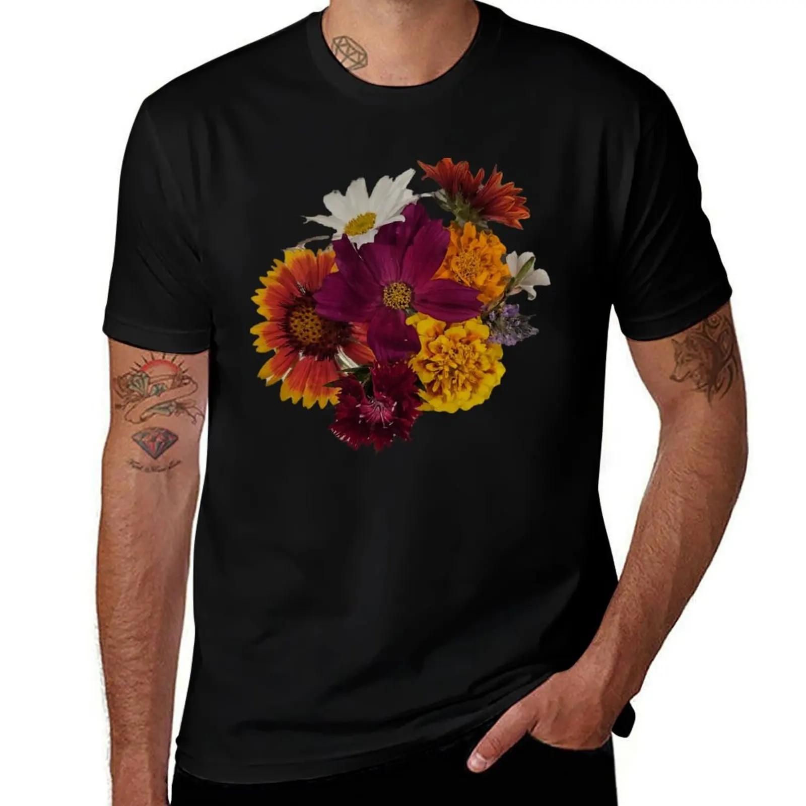 Bouquet of Flowers T-Shirt Work Utility Casual Tee Shirt T-Shirt