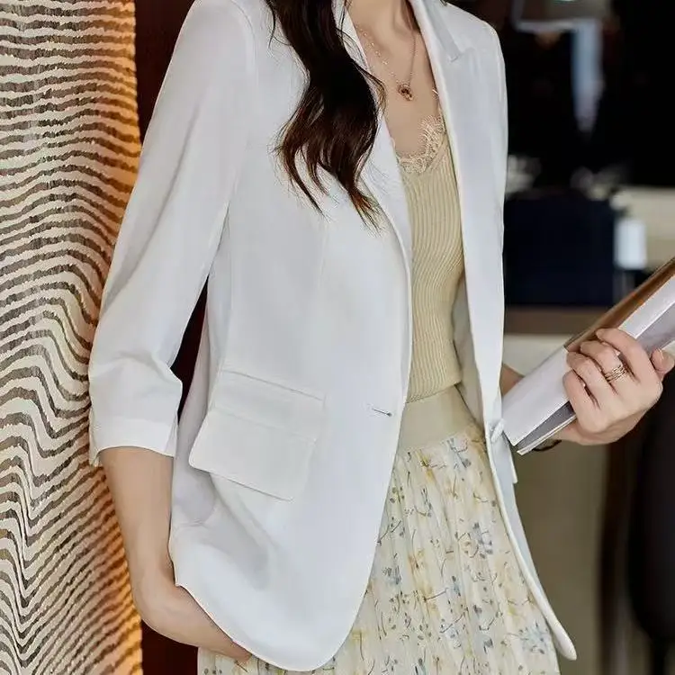 

Women's Blazer Suit Coat Summer Thin Suit Jacket Fashion Spring Autumn 2025 New Korean Version Jacket Coat Female Outerwear Top