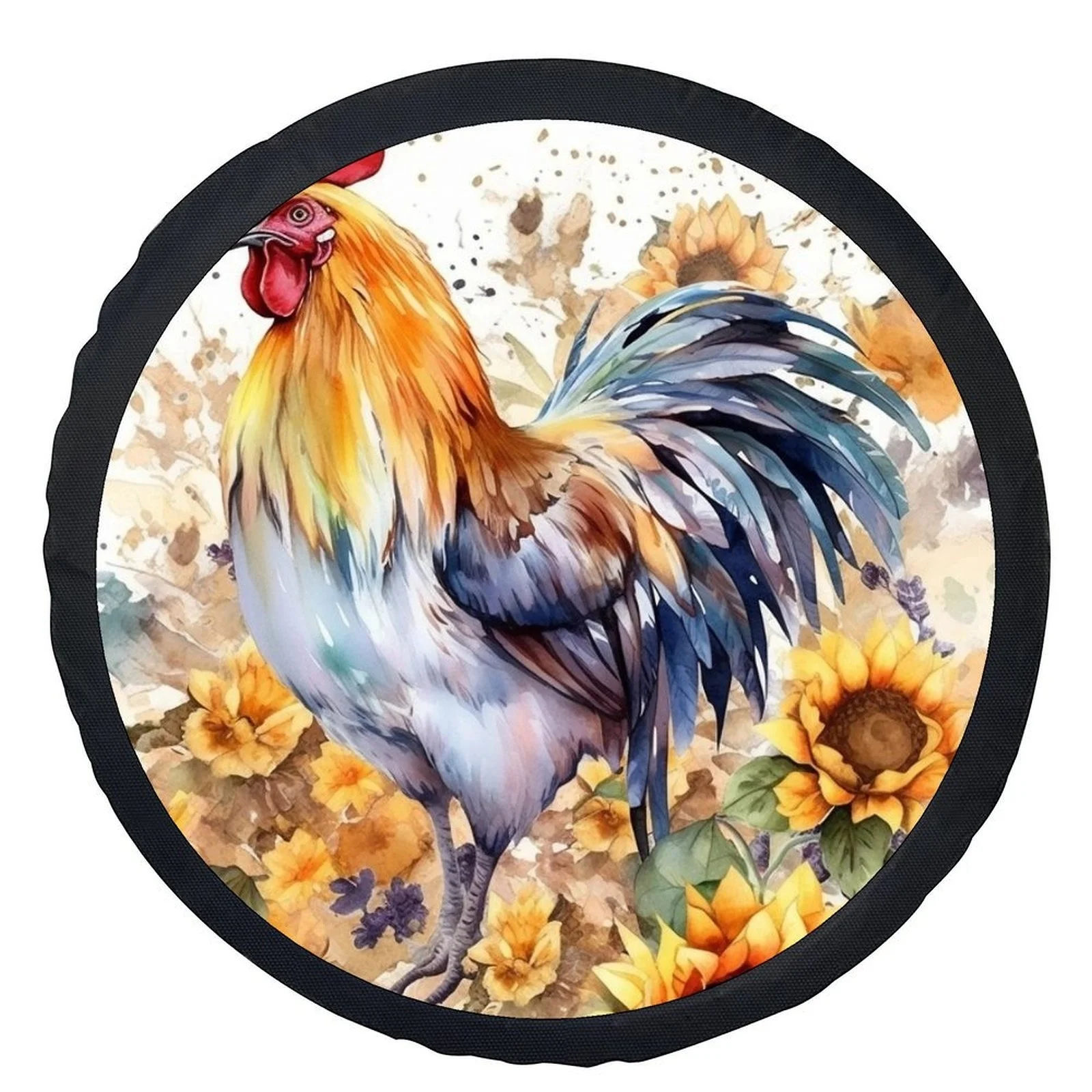 1pc Rooster In Sunflowers Themed Tire Cover Wheel Cover, Trendy Universal Wheel Cover Tire Cover Wheel Protection Cover, Suitabl
