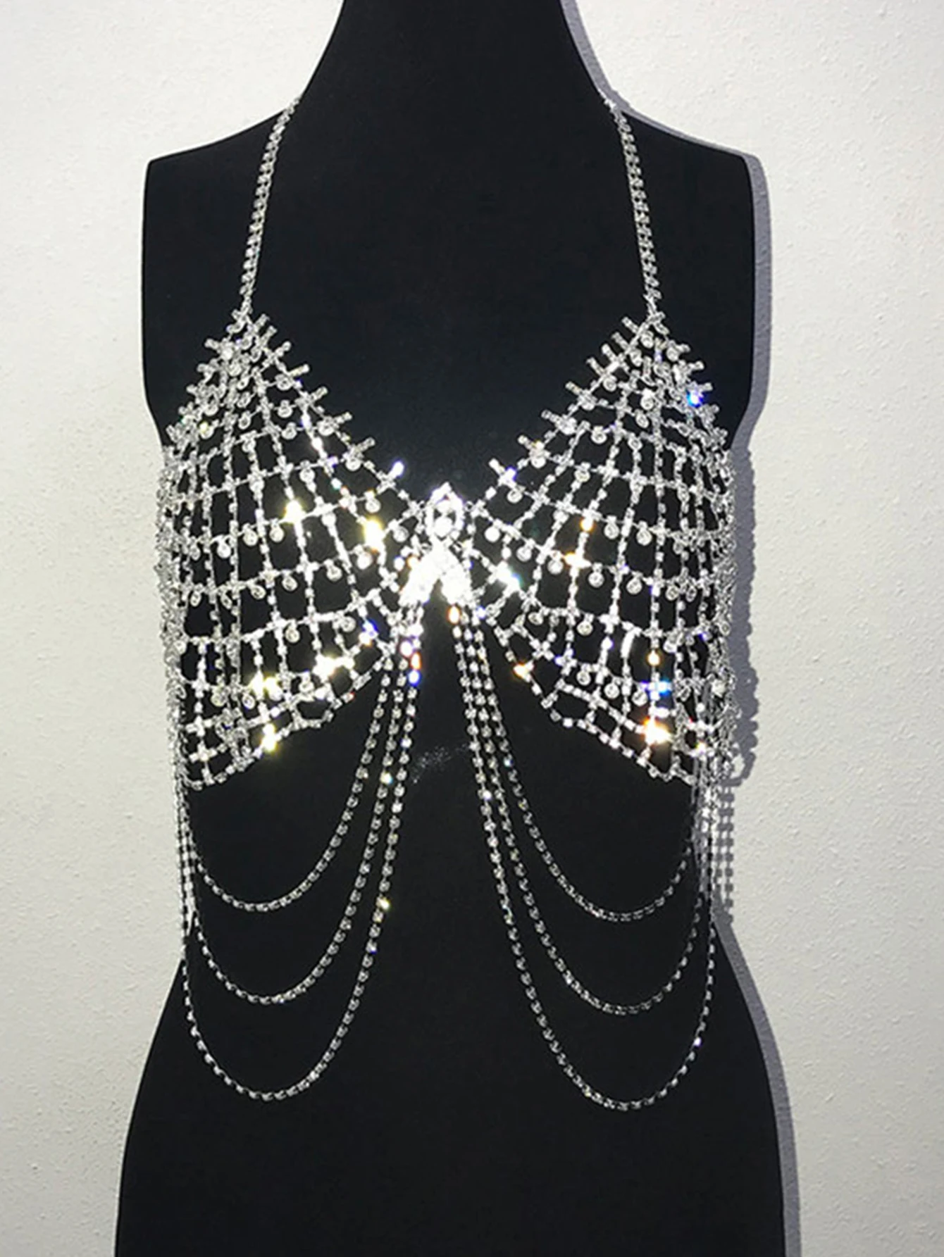 Sexy halter see through rhinestone Corset Crop top women summer 2026 shiny beach Club Party Tops rave festival clothing tank top