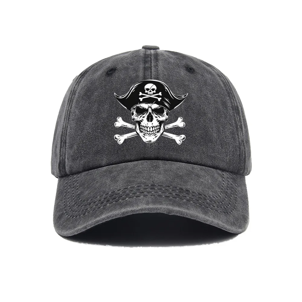 Pirate Skull Cross Swords Baseball Cap Adjustable Outdoor Polyester Graphic Cap Unisex Casual Hat