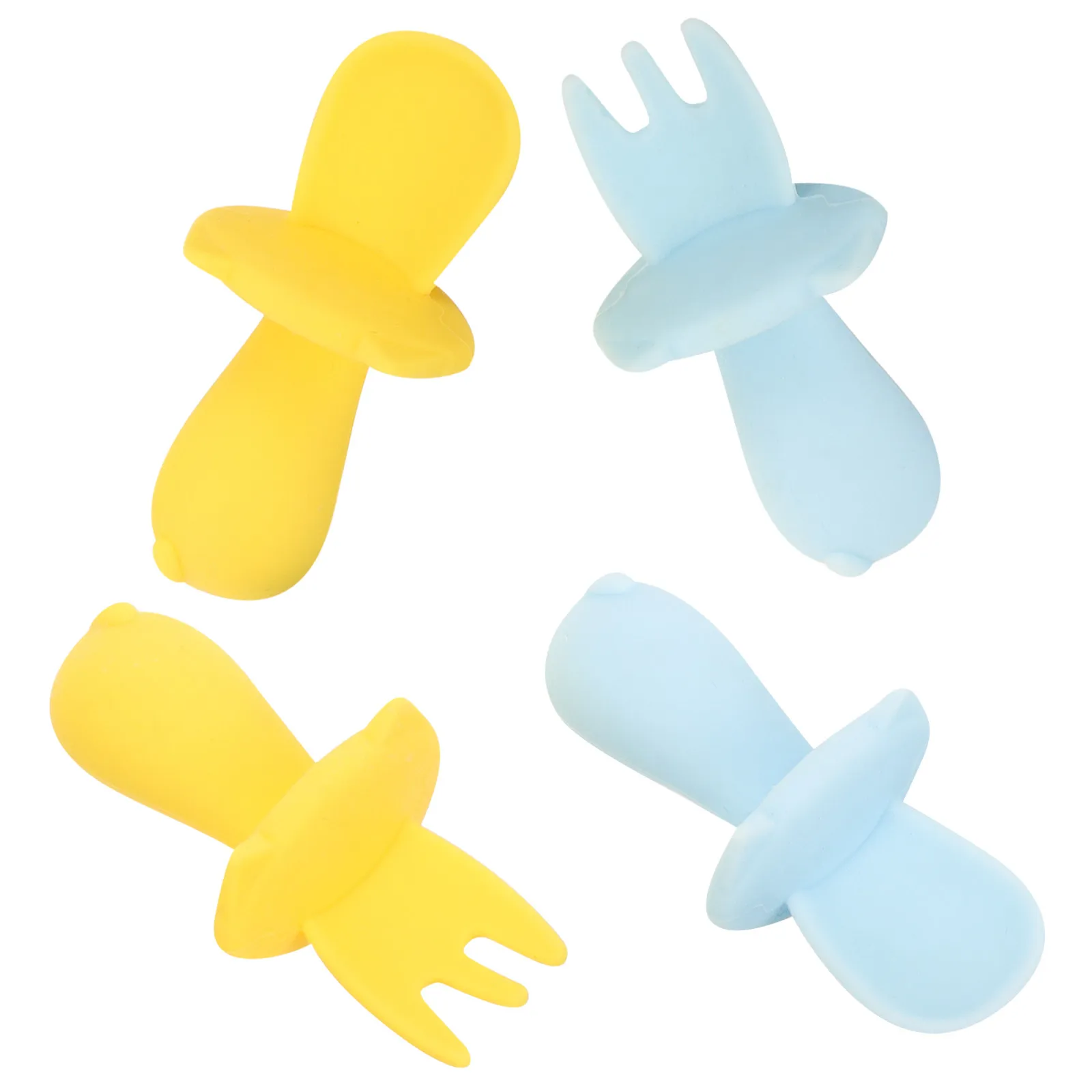 

2Pcs Silicone Soft Baby Spoon and Fork Baby Toddler Feeding Tableware Infant Eating Training Supplies Safe Grip Round Tip