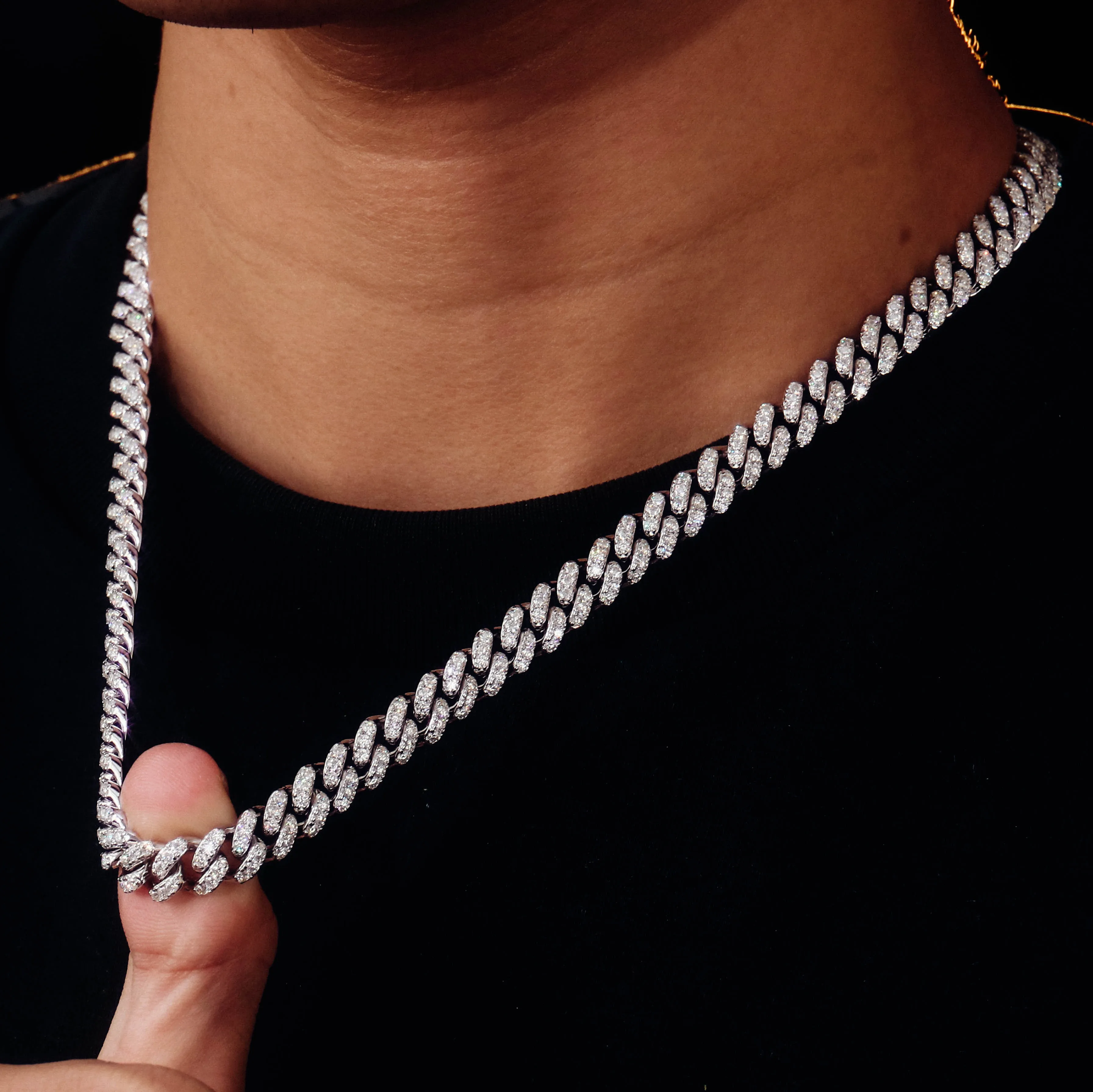 Provence Hip Hop Link Chain for Men Round Cut 8mm width Cuban Chain Charm Necklace 925 Sterling Silver Custom Necklace