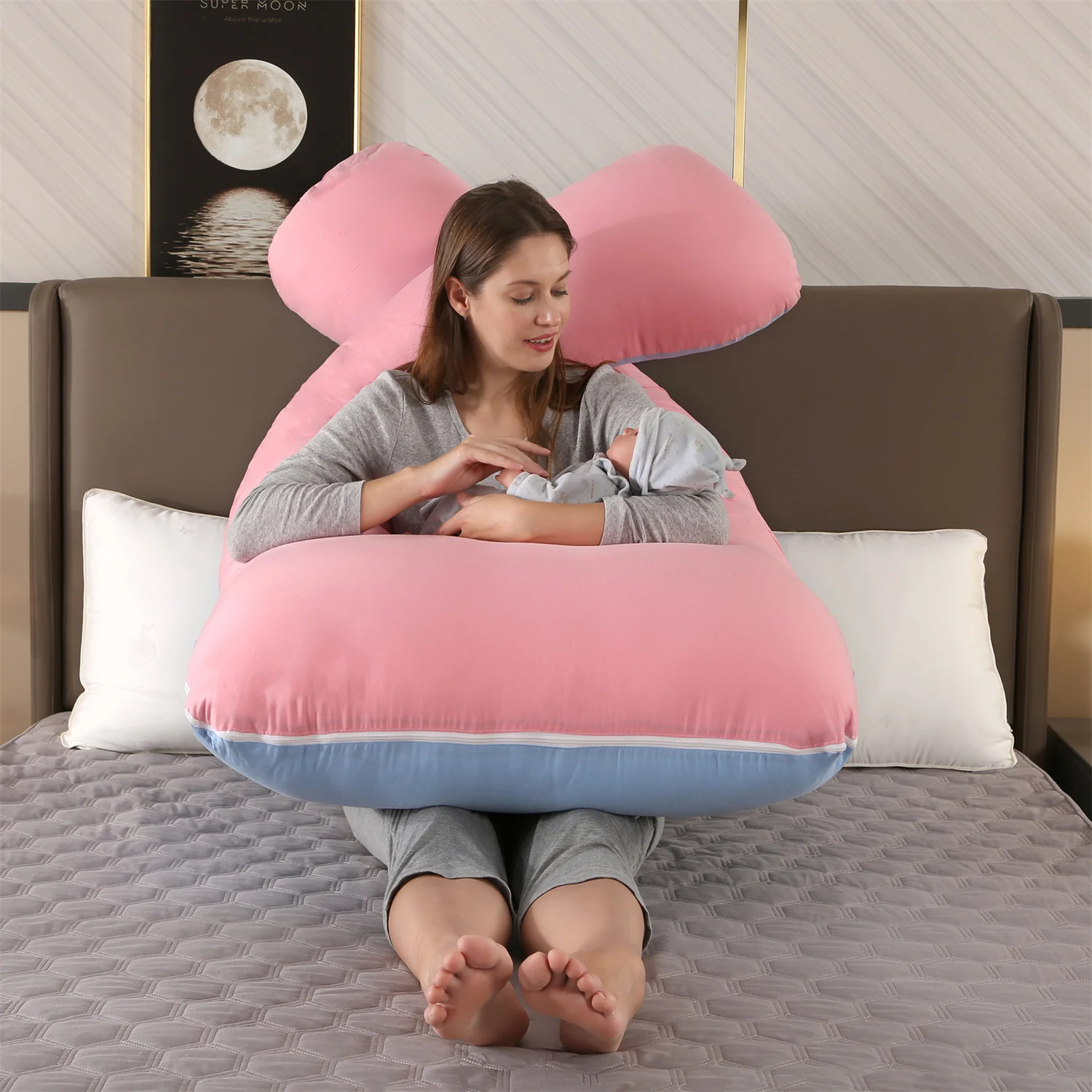 70x130CM New Full Body Nursing Pregnancy Pillow U-Shaped Maternity For Sleeping With Removable Cotton Cover