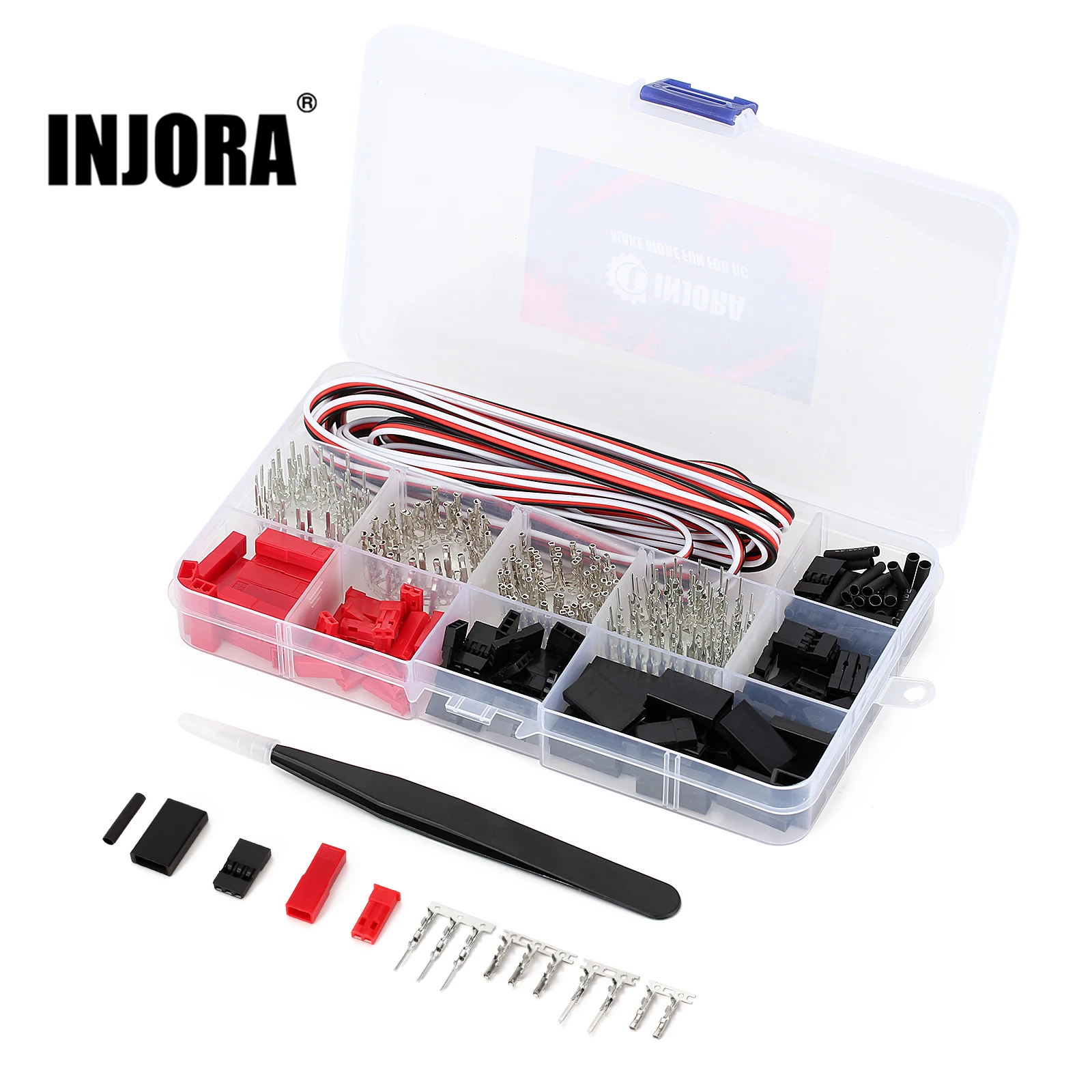 INJORA Servo Plug Male Female JST JR Connector Crimp Pin Wire Set for RC Car Boat Model