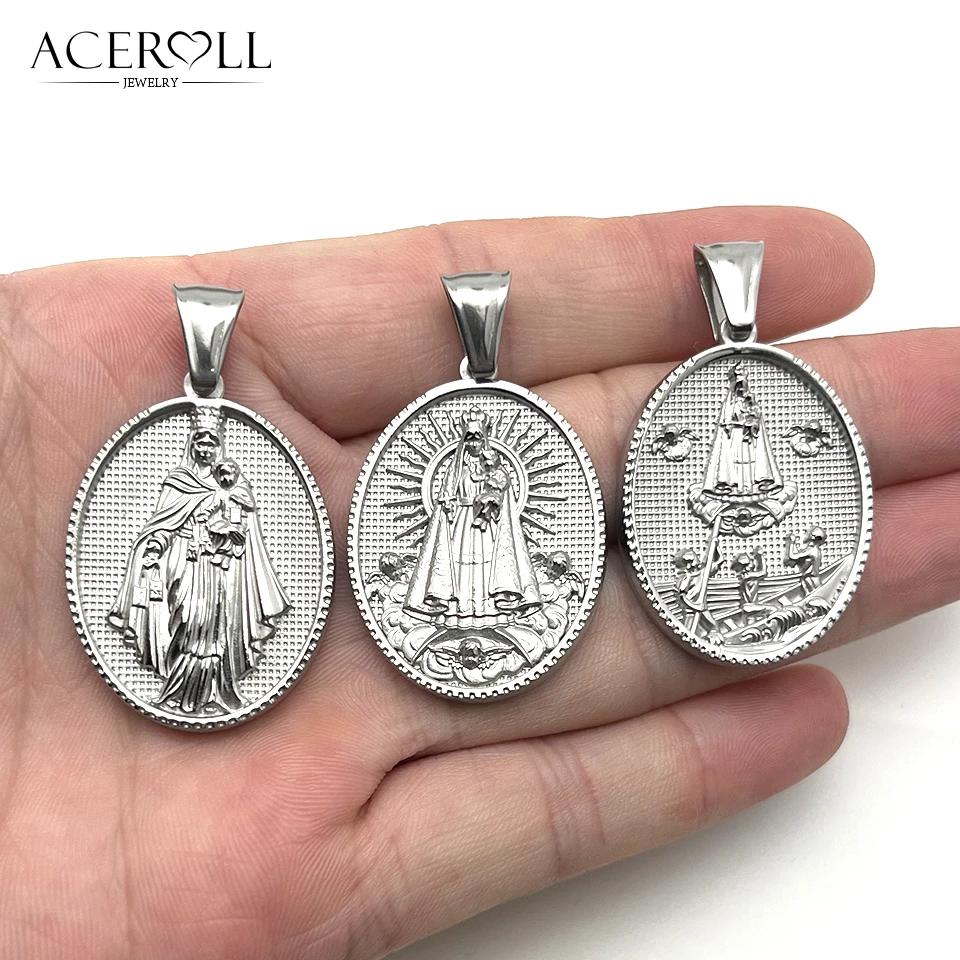 قلادة ACEROLL من الفولاذ المقاوم للصدأ لسيدةنا الخيرية، فيرجين دي لا كارييداد ديل كوبري