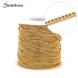 2 Meters Stainless Steel Gold Color Curb Cuban Link Chain Chokers for DIY Jewelry Making Necklace Findings Bracelets Body Chains