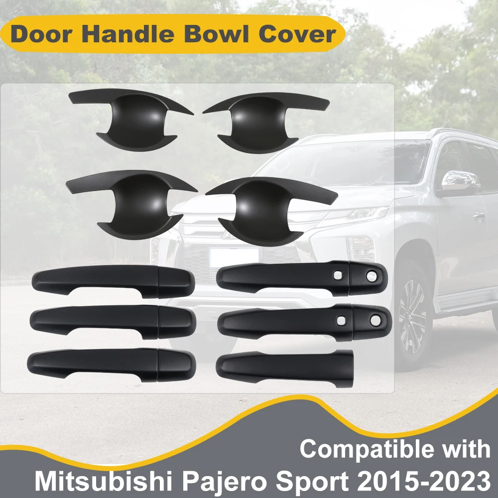 

Door Handle Cover Bowl Insert For Mitsubishi Pajero Sport 2015-2023 Matte Black ABS Automative Exterior Accessories Body Kits