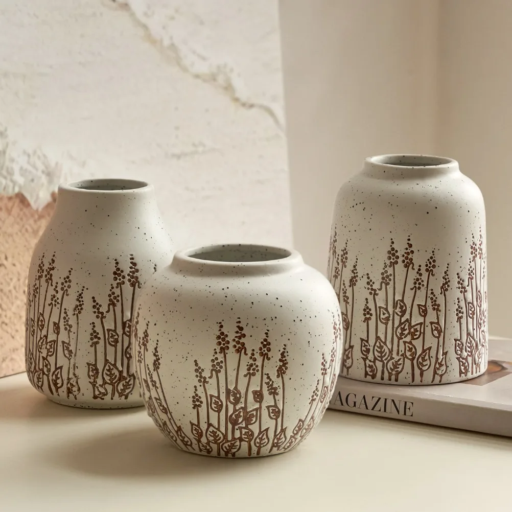 Countryside Style Ceramic Small Vase Lavender Water Nourishing Vase Living Room Table Decoration and Accessories Home Decoration