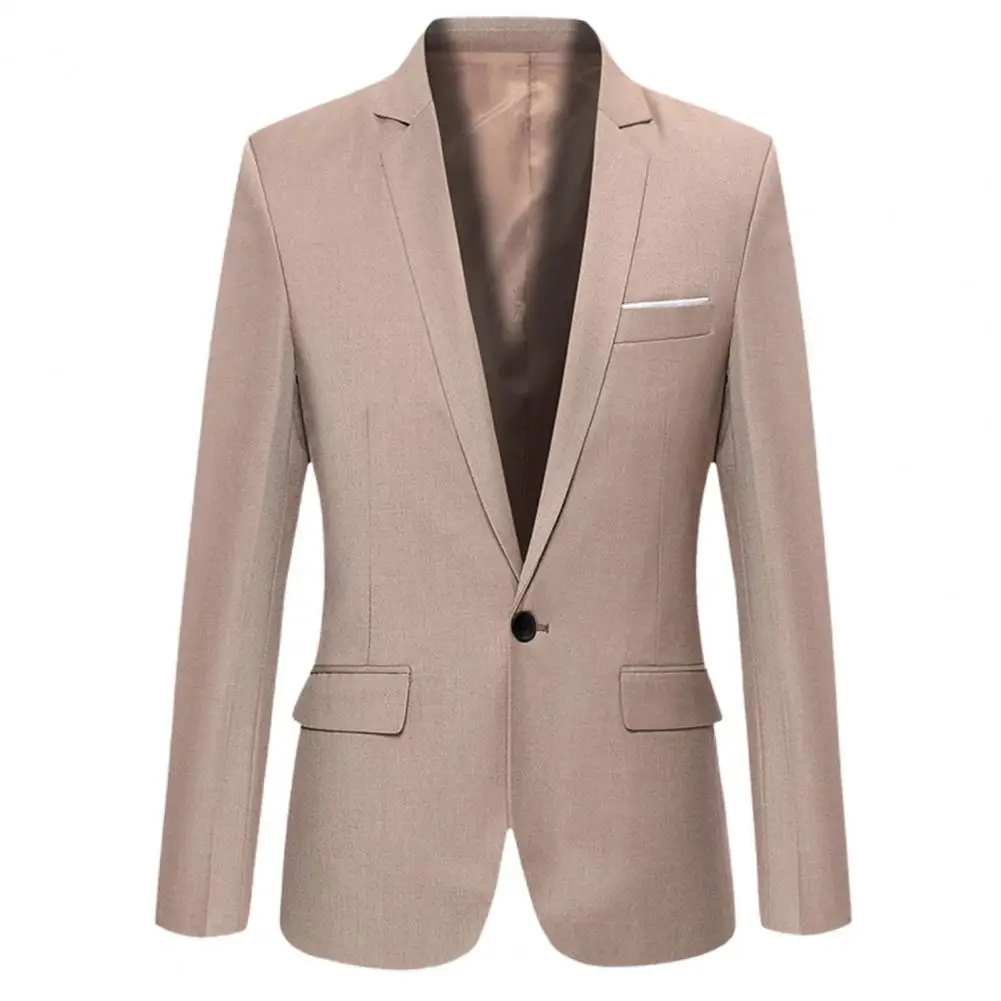 2024 Men Business Blazer Single Button Lapel Suit Jacket Handsome Trend Slim Blazers Casual Office Men Blazer Wedding Suit Coat