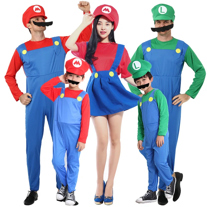 

Adult Kids Game Funny Super Brother Mari Bros Fantasia Jumpsuit Man Dress Suit Anime Cosplay Costume Carnival Halloween Costumes