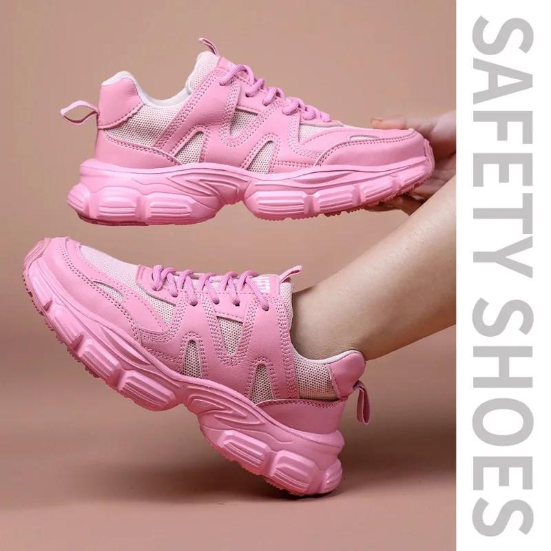 2024 Latest Fashion Women\'s Work Boots Steel Toe Cap Anti Smashing Lady Sneakers Lightweight Elegant Female Safety Shoes