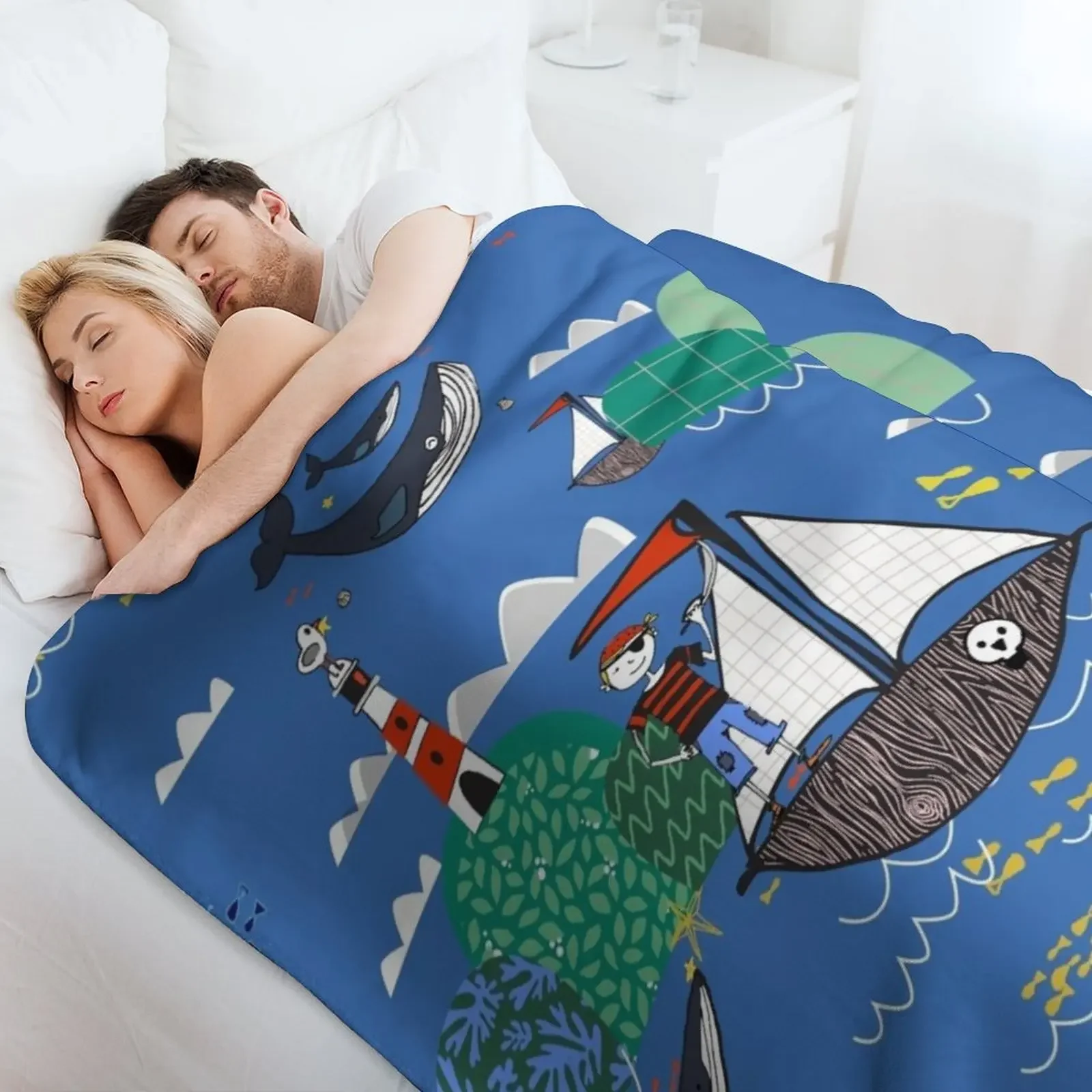 القراصنة أهوي الأزرق رمي بطانية لطيف منقوشة السرير منقوشة بطانية دافئة
