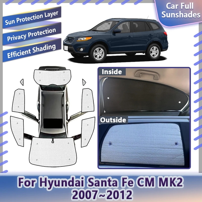

Для Hyundai Santa Fe CM MK2 2007 ~ 2012 2010 автомобильные полные солнцезащитные козырьки на лобовое стекло, анти-УФ-защитные чехлы от солнца, аксессуары