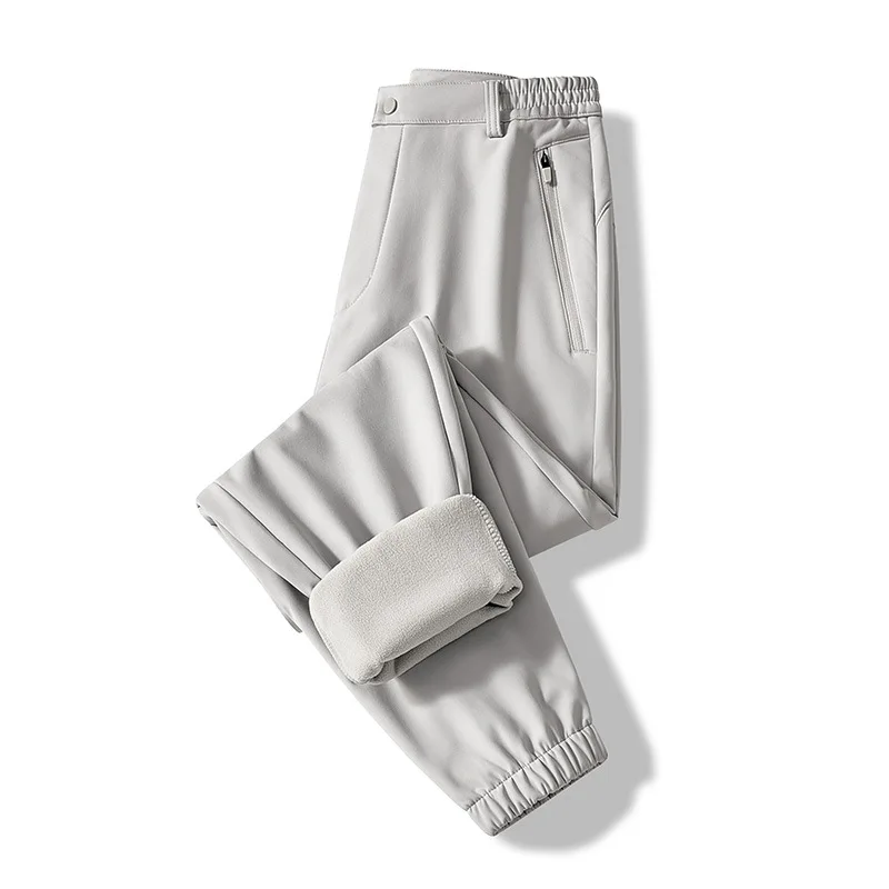 Men's and Women's Winter Windproof, Waterproof, and Plush Thick Outdoor Sports Soft Shell Pants, Hiking Pants, Skiing Pants