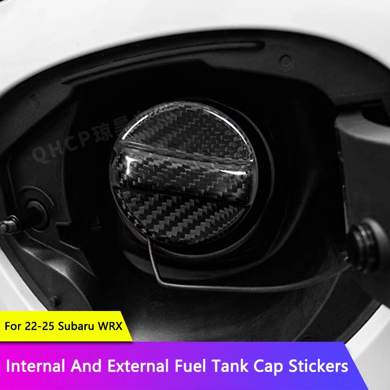 

QHCP автомобильная крышка топливного бака из настоящего углеродного волокна, внутренняя внешняя крышка топливного бака, декоративная наклейка, накладки для Subaru WRX 22-25, внешний аксессуар