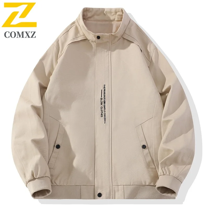 

Men Cotton Like Fabric Jacket Lightweight Casual Spring Autumn Breathable Outdoor Wear Water Resistant Daily Comfort Fit Coat