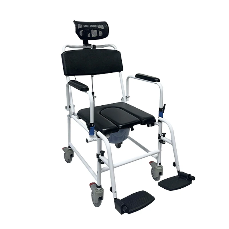High Quality Tilt-in-Space Shower Commode Transport Chair, 120kg Capacity, Rehabilitation Therapy, Portable Medical Equipment