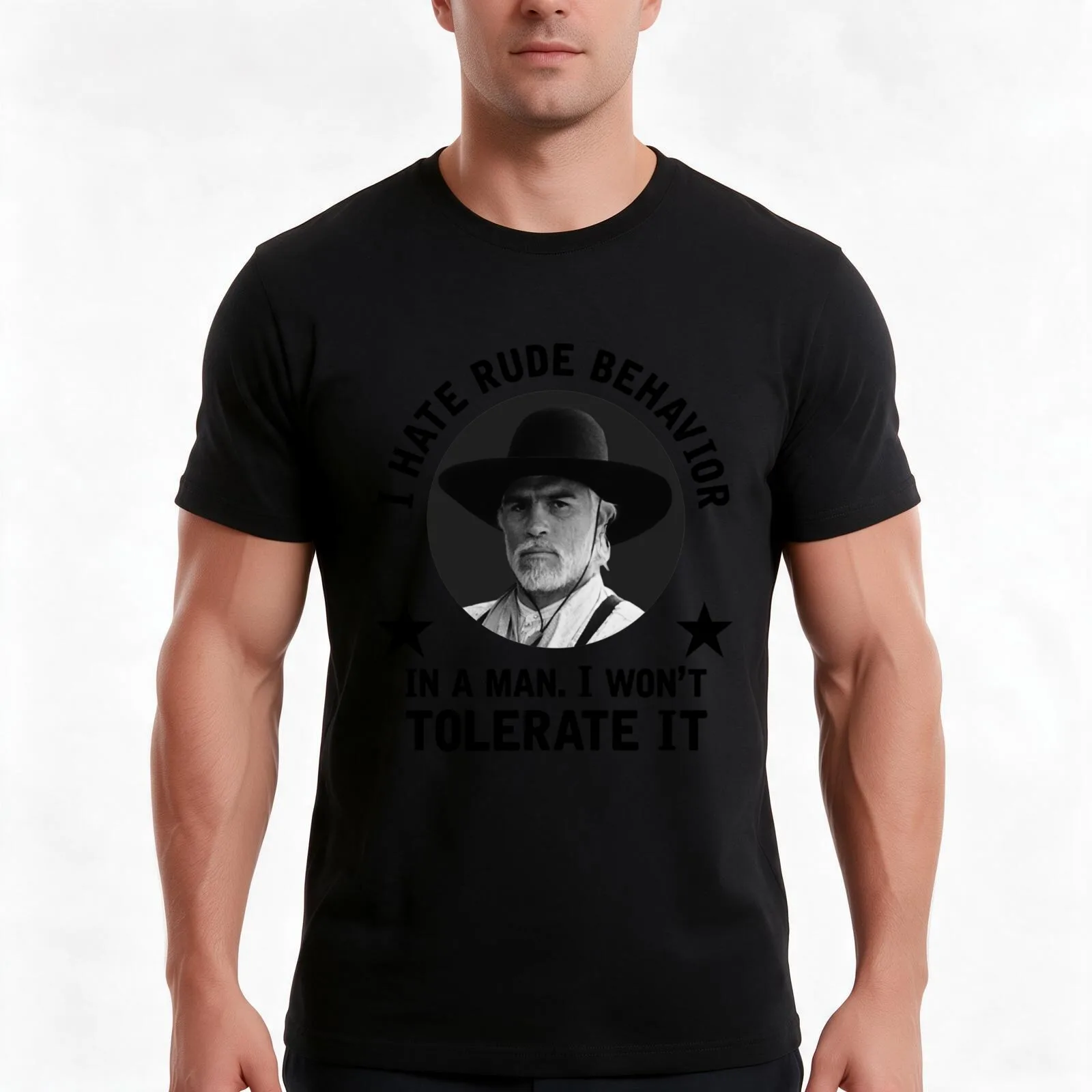 I hate rude behavior in a man I wont tolerate itWoodrow Call T-Shirt, Summer Casual Cotton Tee, Oversized Streetwear Tops